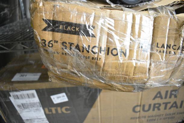 BRAND NEW SCRATCH AND DENT! Lancaster Table & Seating 36" Black Metal Crowd Control / Guidance Stanchion with 78" Retractable Belt - Image 2 of 3