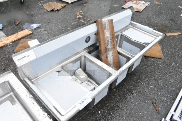 BRAND NEW SCRATCH AND DENT! Regency 600S31014212 Stainless Steel 3 Bay Sink w/ Dual Drain Board. - Image 2 of 8