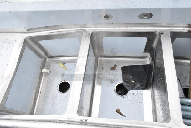 BRAND NEW SCRATCH AND DENT! Regency 600S31620218 Stainless Steel 3 Bay Sink w/ Dual Drain Boards. - Image 7 of 9