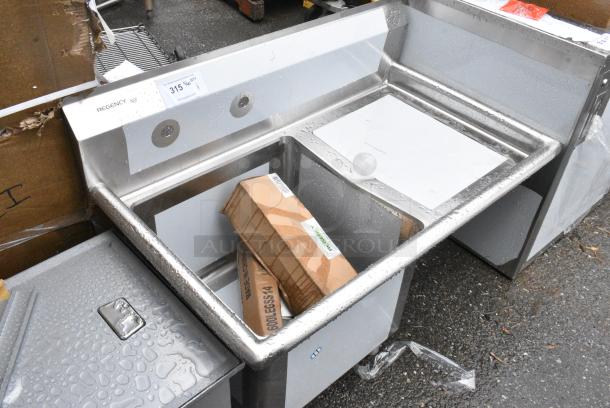 BRAND NEW SCRATCH AND DENT! Regency 600S1181818R Stainless Steel Single Bay Sink w/ Right Side Drain Board. - Image 2 of 7