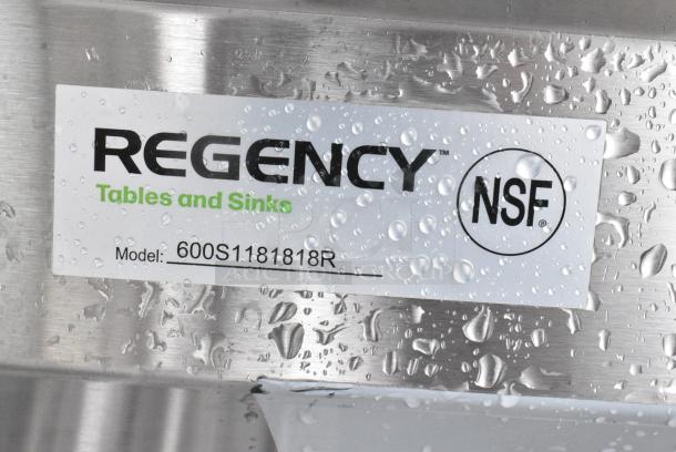 BRAND NEW SCRATCH AND DENT! Regency 600S1181818R Stainless Steel Single Bay Sink w/ Right Side Drain Board. - Image 7 of 7