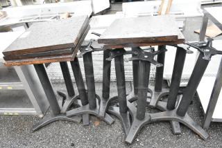 11 Black Metal Table Bases and 5 22x22 Tabletops. 11 Times Your Bid!