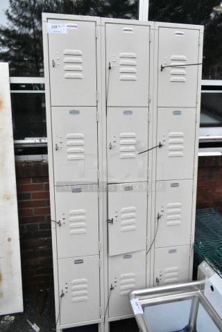 Tan Metal 12 Cubby Locker.