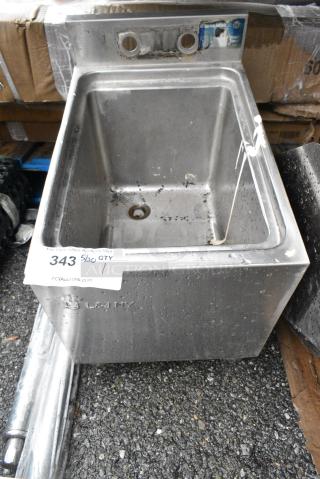 Stainless Steel Single Bay Sink. No Legs.