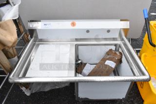 BRAND NEW SCRATCH AND DENT! Steelton 522CS11818L Stainless Steel Single Bay Sink w/ Left Side Drain Board.