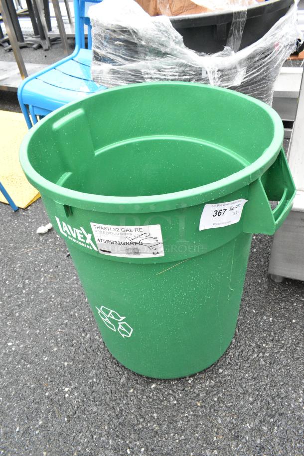 2 BRAND NEW SCRATCH AND DENT! Items Including 475RB32GNREC Lavex 32 Gallon Green Round Commercial Recycling Can and 475TCRND55BK Lavex 55 Gallon Black Round Commercial Trash Can. 2 Times Your Bid! - Image 2 of 8