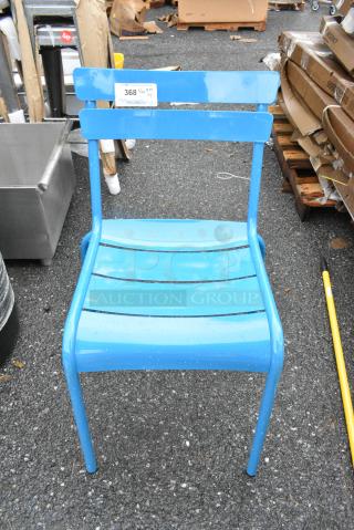 4 BRAND NEW SCRATCH AND DENT! Blue Metal Outdoor Chair. 4 Times Your Bid!