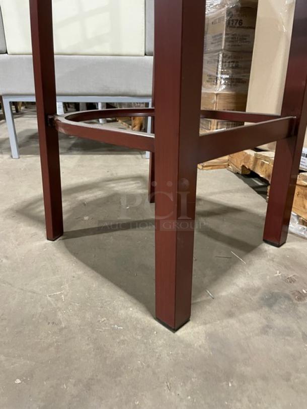 BRAND NEW!  Checker Back Style Bar Height Chairs! All Welded Metal Frame! With Rich Mahagony Wood Finish Seat Top!  3X Your Bid! - Image 7 of 7