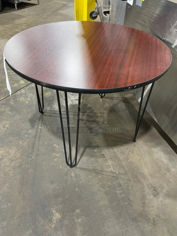 BRAND NEW! Laminate 40 Inch Round Reversible Mahagony/Black Dining Tables! 2 X Your Bid! - Image 1 of 10