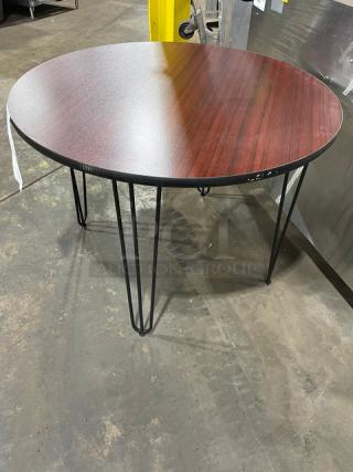 BRAND NEW! Laminate 40 Inch Round Reversible Mahagony/Black Dining Tables! 2 X Your Bid!