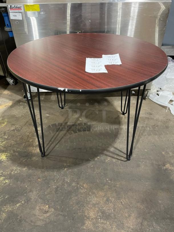 BRAND NEW! Laminate 40 Inch Round Reversible Mahagony/Black BAR HEIGHT Dining Tables! 2 X Your Bid! - Image 1 of 8