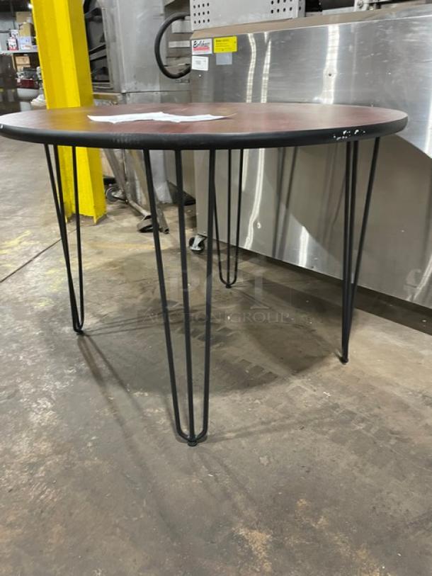 BRAND NEW! Laminate 40 Inch Round Reversible Mahagony/Black BAR HEIGHT Dining Tables! 2 X Your Bid! - Image 2 of 8