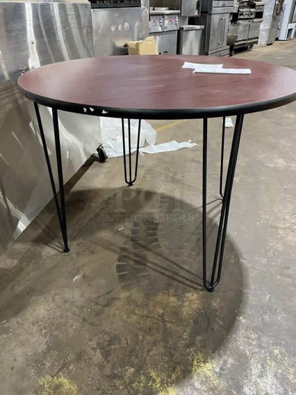 BRAND NEW! Laminate 40 Inch Round Reversible Mahagony/Black BAR HEIGHT Dining Tables! 2 X Your Bid! - Image 3 of 8
