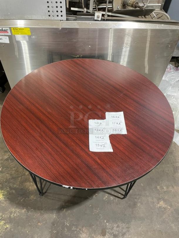 BRAND NEW! Laminate 40 Inch Round Reversible Mahagony/Black BAR HEIGHT Dining Tables! 2 X Your Bid! - Image 5 of 8