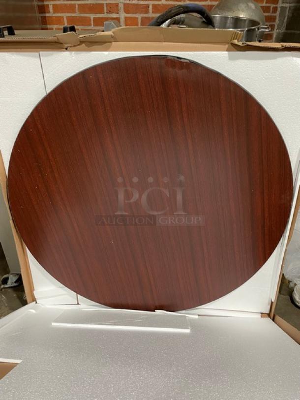 BRAND NEW! Laminate 48 Inch Round Reversible Mahagony/Black Dining Table Top! - Image 3 of 5
