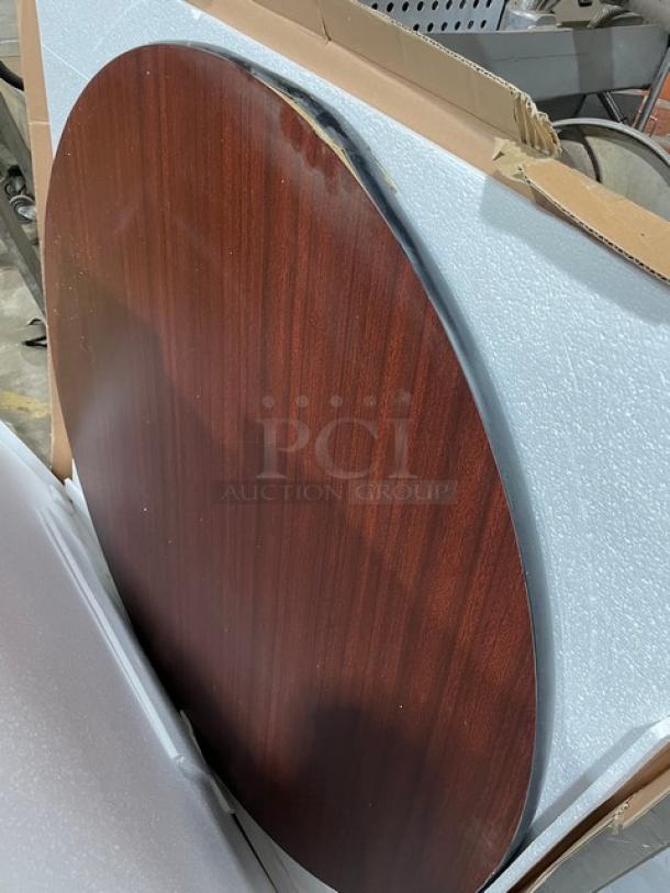 BRAND NEW! Laminate 48 Inch Round Reversible Mahagony/Black Dining Table Top! - Image 4 of 5