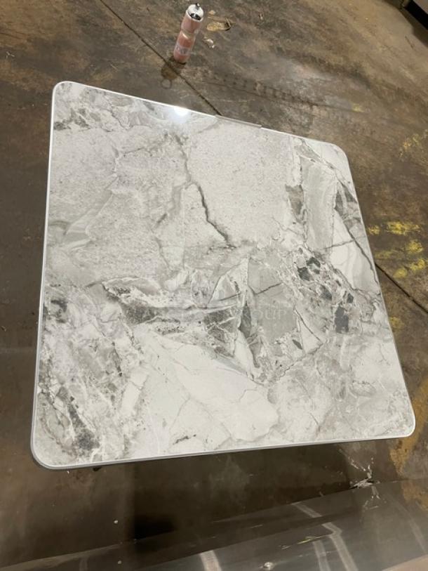 Brand New! Gray Laminate Granite Look Dining Table! With Stainless Steel Edge Wrap! - Image 4 of 8