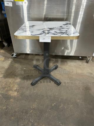 Brand New! White & Gray Laminate Granite Look Dining Table! With Brushed Gold Edge Wrap!