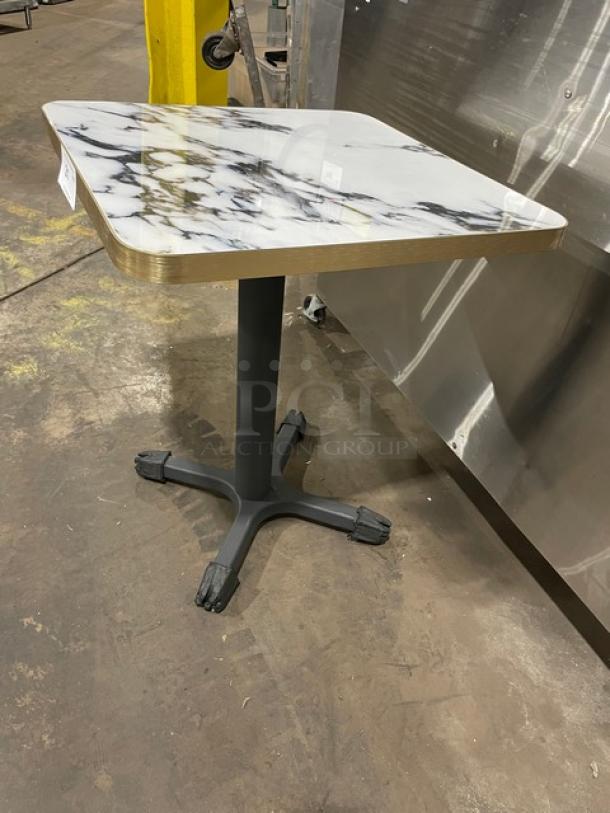 Brand New! White & Gray Laminate Granite Look Dining Table! With Brushed Gold Edge Wrap! - Image 2 of 7