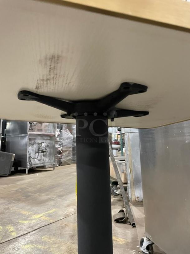 Brand New! White & Gray Laminate Granite Look Dining Table! With Brushed Gold Edge Wrap! - Image 5 of 7