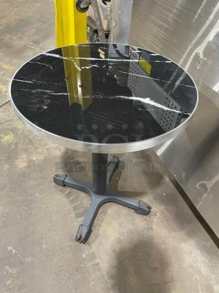 Brand New! Black Laminate Granite Look Round Dining Table! With Stainless Steel Edge Wrap!