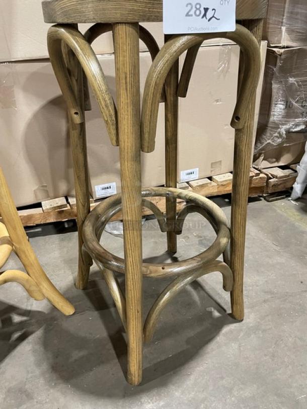 NEW!  Natural Wood & Ashwood Wooden Bar Chairs! 2 X Your Bid! - Image 5 of 7