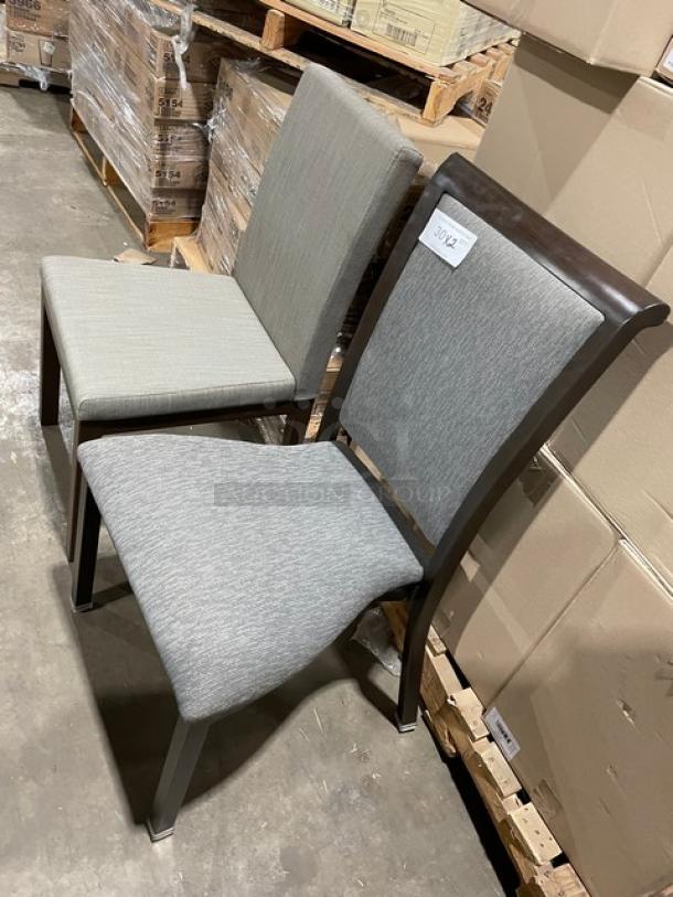 New! Elegant Fabric And Wood Dining Chairs! 2 X Your Bid! - Image 2 of 9