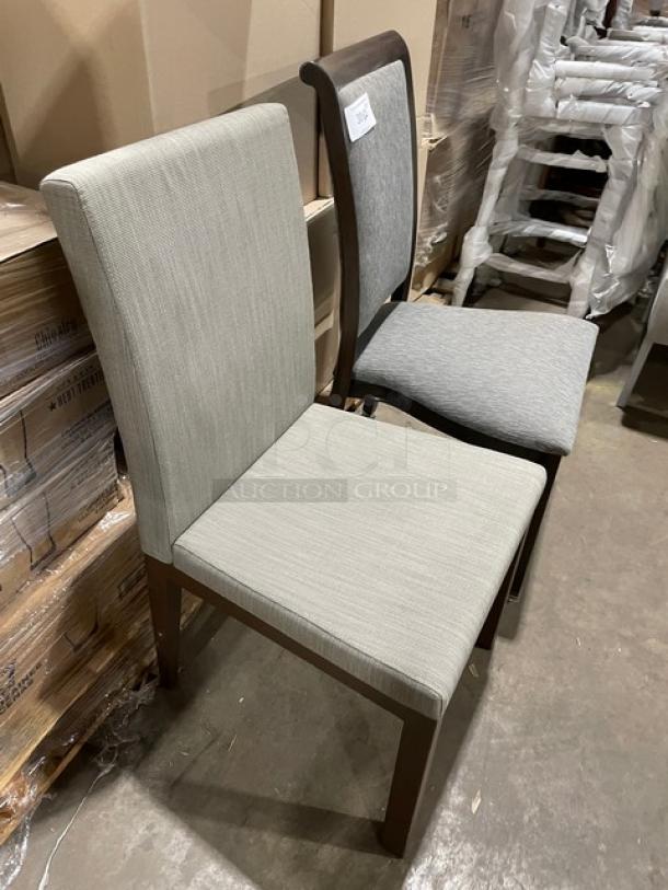 New! Elegant Fabric And Wood Dining Chairs! 2 X Your Bid! - Image 3 of 9