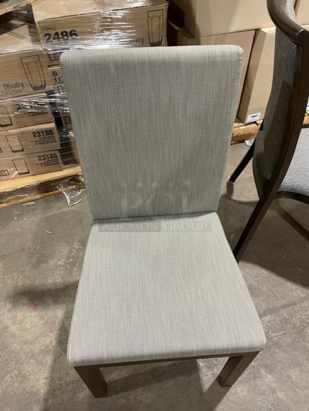 New! Elegant Fabric And Wood Dining Chairs! 2 X Your Bid! - Image 6 of 9