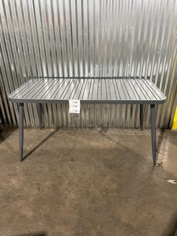 NEW! Commercial Dark Grey Aluminum Rectangular Outdoor Dining Table! Model: 714DT-ALU! On Legs! 2X Your Bid! - Image 1 of 11