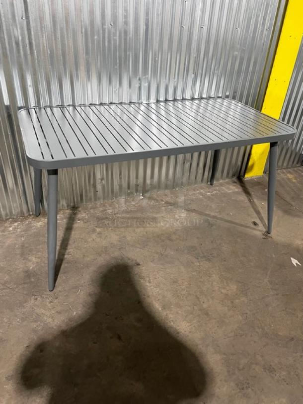 NEW! Commercial Dark Grey Aluminum Rectangular Outdoor Dining Table! Model: 714DT-ALU! On Legs! 2X Your Bid! - Image 3 of 11