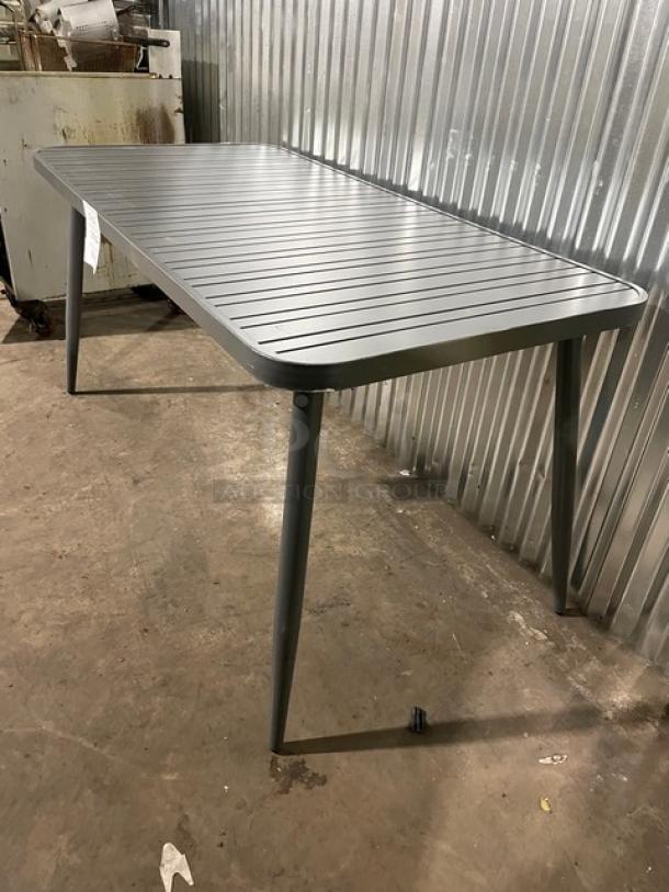 NEW! Commercial Dark Grey Aluminum Rectangular Outdoor Dining Table! Model: 714DT-ALU! On Legs! 2X Your Bid! - Image 2 of 11