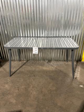 NEW! Commercial Dark Grey Aluminum Rectangular Outdoor Dining Table! Model: 714DT-ALU! On Legs! 2X Your Bid!