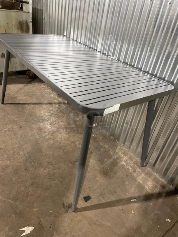 NEW! Commercial Dark Grey Aluminum Rectangular Outdoor Dining Table! Model: 714DT-ALU! On Legs! 2X Your Bid! - Image 4 of 11