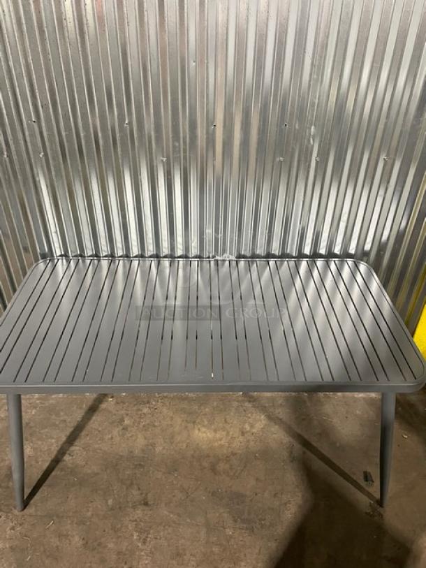NEW! Commercial Dark Grey Aluminum Rectangular Outdoor Dining Table! Model: 714DT-ALU! On Legs! 2X Your Bid! - Image 6 of 11