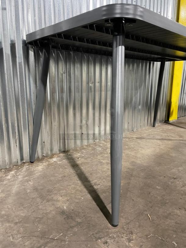 NEW! Commercial Dark Grey Aluminum Rectangular Outdoor Dining Table! Model: 714DT-ALU! On Legs! 2X Your Bid! - Image 7 of 11