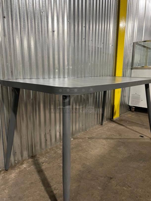 NEW! Commercial Dark Grey Aluminum Rectangular Outdoor Dining Table! Model: 714DT-ALU! On Legs! 2X Your Bid! - Image 9 of 11
