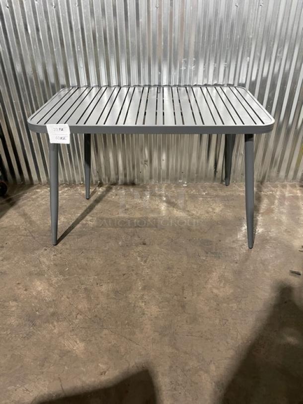 NEW! Commercial Dark Grey Aluminum Rectangular Outdoor Dining Table! Model: 714DT-ALU! On Legs! 2X Your Bid! - Image 1 of 9