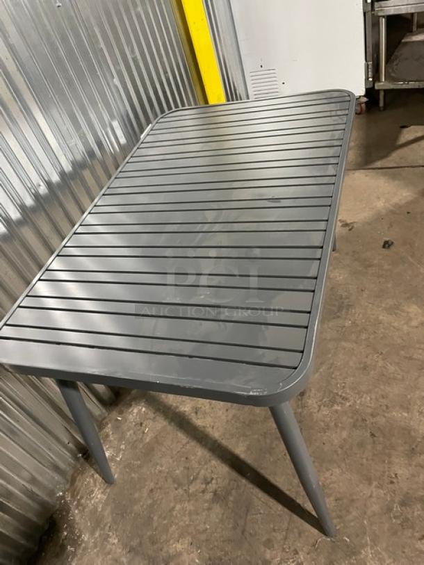 NEW! Commercial Dark Grey Aluminum Rectangular Outdoor Dining Table! Model: 714DT-ALU! On Legs! 2X Your Bid! - Image 4 of 9