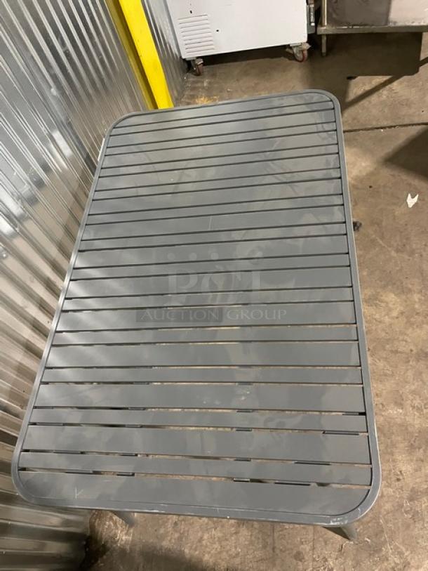 NEW! Commercial Dark Grey Aluminum Rectangular Outdoor Dining Table! Model: 714DT-ALU! On Legs! 2X Your Bid! - Image 5 of 9