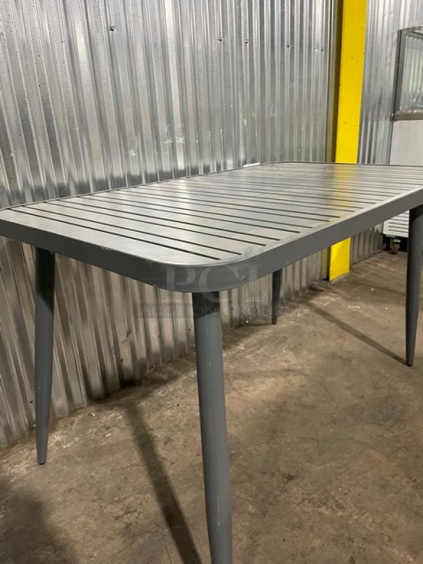 NEW! Commercial Dark Grey Aluminum Rectangular Outdoor Dining Table! Model: 714DT-ALU! On Legs! 2X Your Bid! - Image 7 of 9