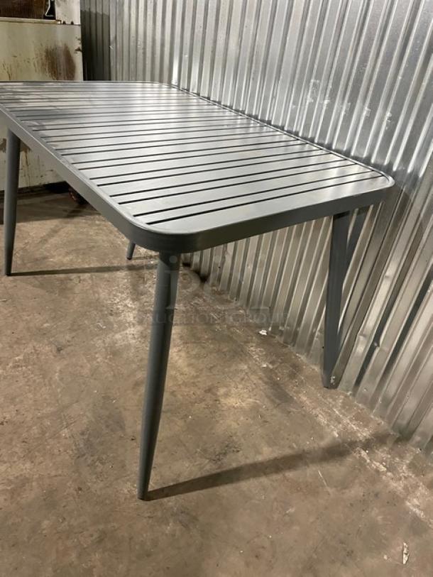 NEW! Commercial Dark Grey Aluminum Rectangular Outdoor Dining Table! Model: 714DT-ALU! On Legs! 2X Your Bid! - Image 2 of 9