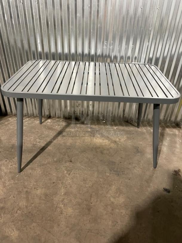 NEW! Commercial Dark Grey Aluminum Rectangular Outdoor Dining Table! Model: 714DT-ALU! On Legs! 2X Your Bid! - Image 3 of 9