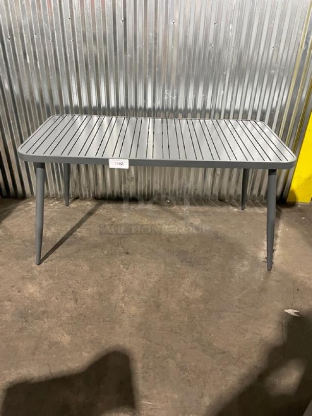NEW! Commercial Dark Grey Aluminum Rectangular Outdoor Dining Table! Model: 714DT-ALU! On Legs! 2X Your Bid! - Image 1 of 9