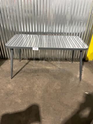 NEW! Commercial Dark Grey Aluminum Rectangular Outdoor Dining Table! Model: 714DT-ALU! On Legs! 2X Your Bid!