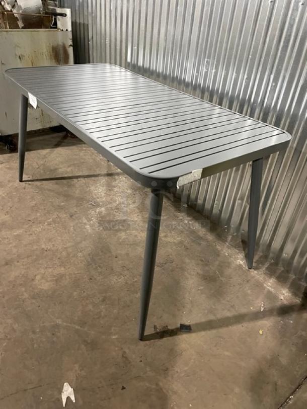 NEW! Commercial Dark Grey Aluminum Rectangular Outdoor Dining Table! Model: 714DT-ALU! On Legs! 2X Your Bid! - Image 2 of 9