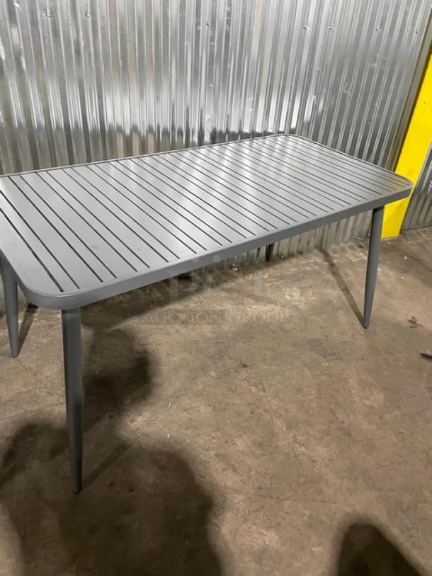 NEW! Commercial Dark Grey Aluminum Rectangular Outdoor Dining Table! Model: 714DT-ALU! On Legs! 2X Your Bid! - Image 3 of 9