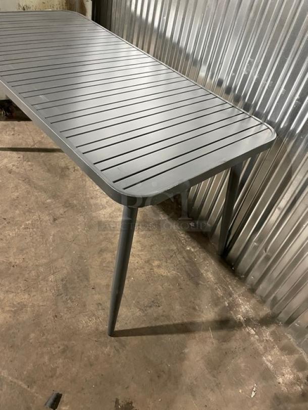 NEW! Commercial Dark Grey Aluminum Rectangular Outdoor Dining Table! Model: 714DT-ALU! On Legs! 2X Your Bid! - Image 4 of 9