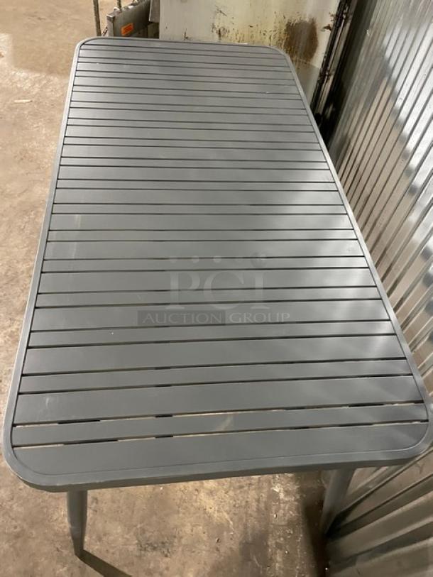 NEW! Commercial Dark Grey Aluminum Rectangular Outdoor Dining Table! Model: 714DT-ALU! On Legs! 2X Your Bid! - Image 5 of 9