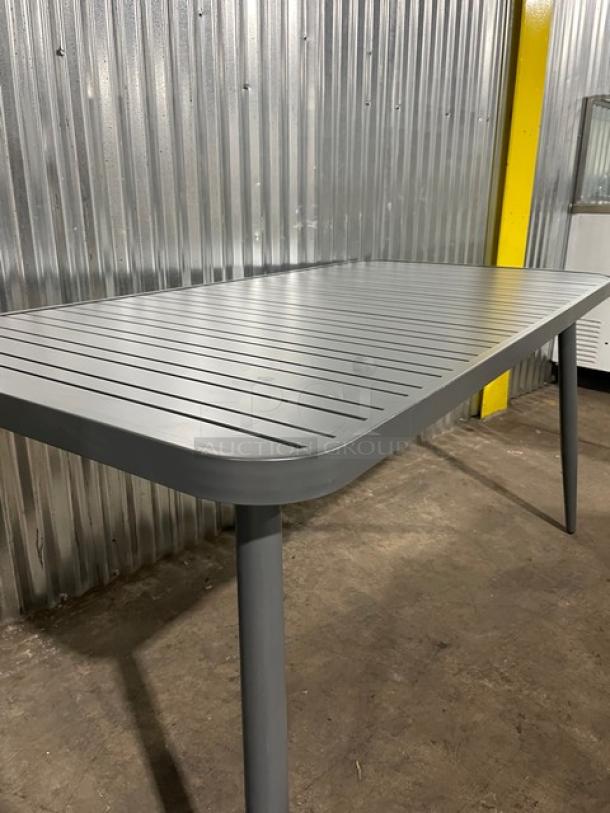 NEW! Commercial Dark Grey Aluminum Rectangular Outdoor Dining Table! Model: 714DT-ALU! On Legs! 2X Your Bid! - Image 7 of 9